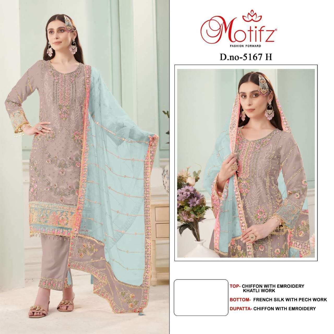 MOTIFZ D 5167 COLOURS PAKISTANI CHIFFON SUIT WHOLESALER BEST RATE 2025