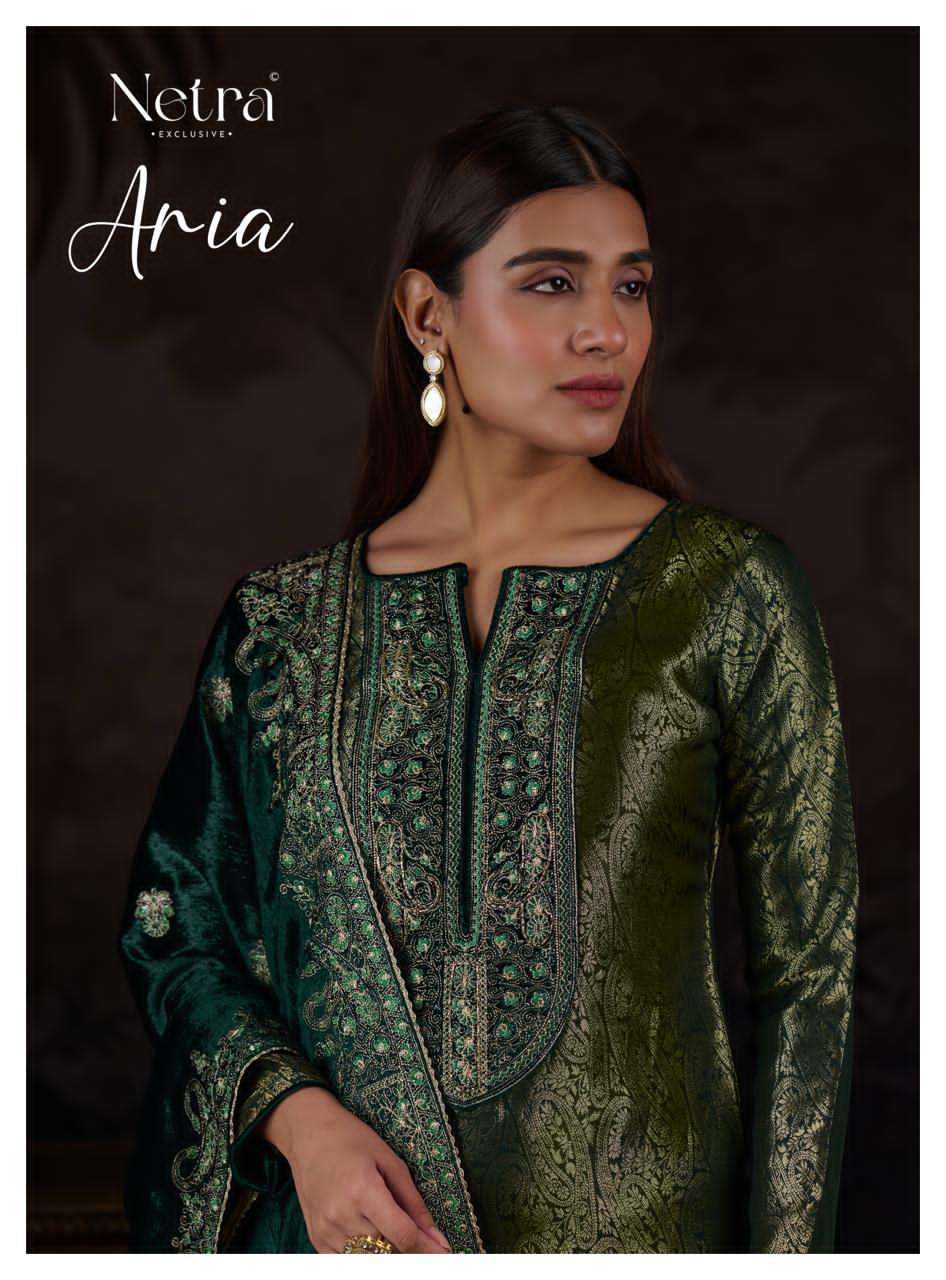 NETRA ARIA PURE SILK JACQUARD SUIT CATALOG SUPPLIER BEST RATE 