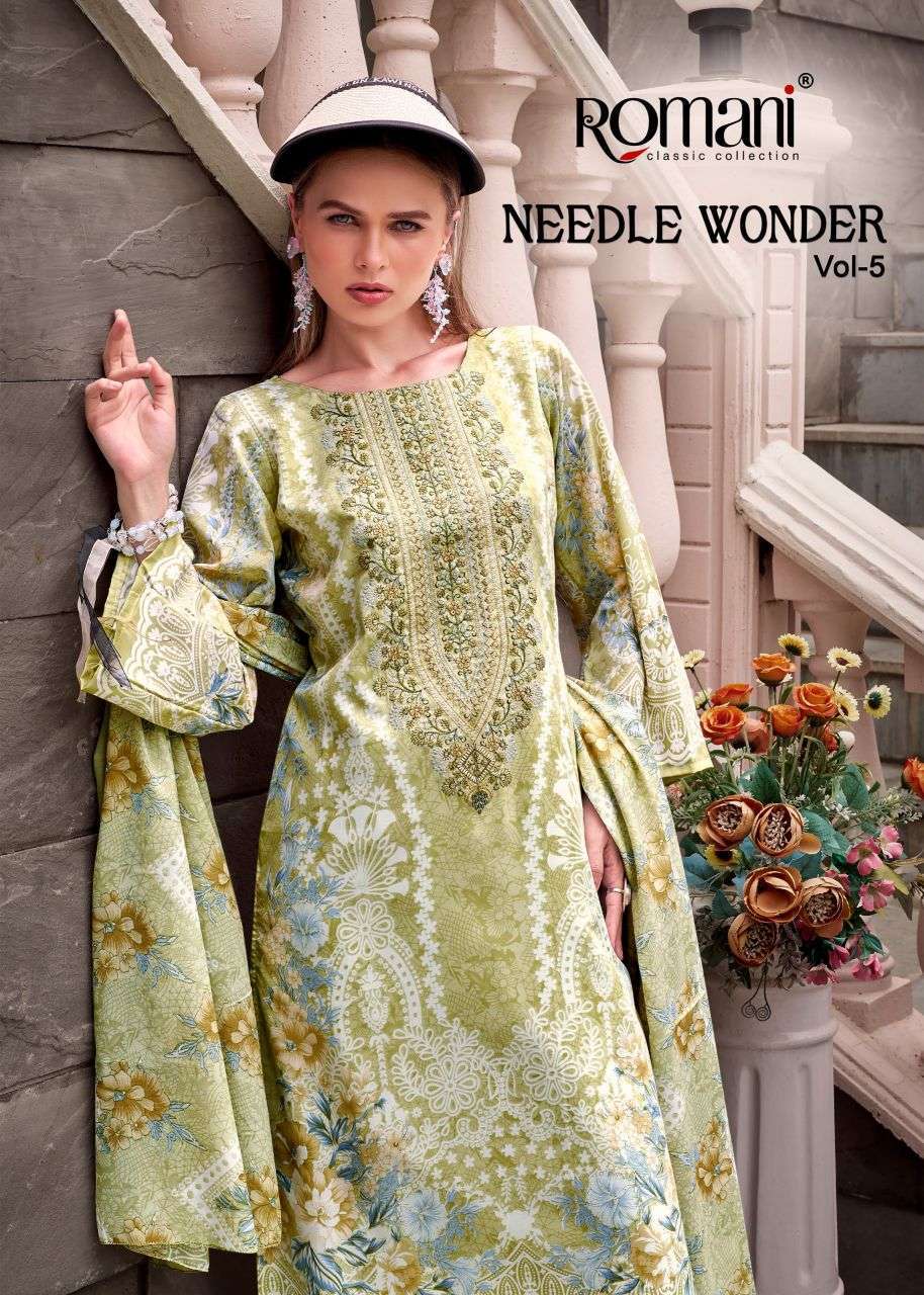 ROMANI NEEDLE WONDER VOL 5 COTTON PRINTED SUIT WHOLESALE PRIC DEALER 