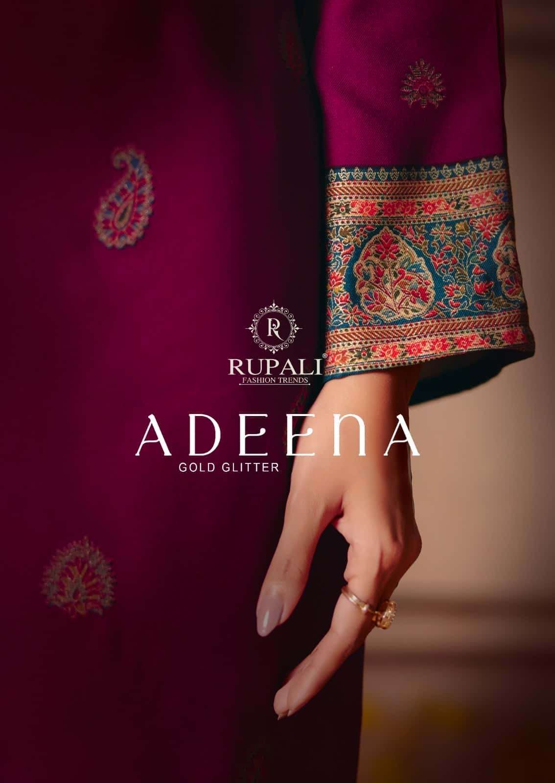 RUPALI FASHION ADEENA GOLD GLITTERR PASHMINA FANCY LADIES SUIT WHOLESALER BEST RATE 