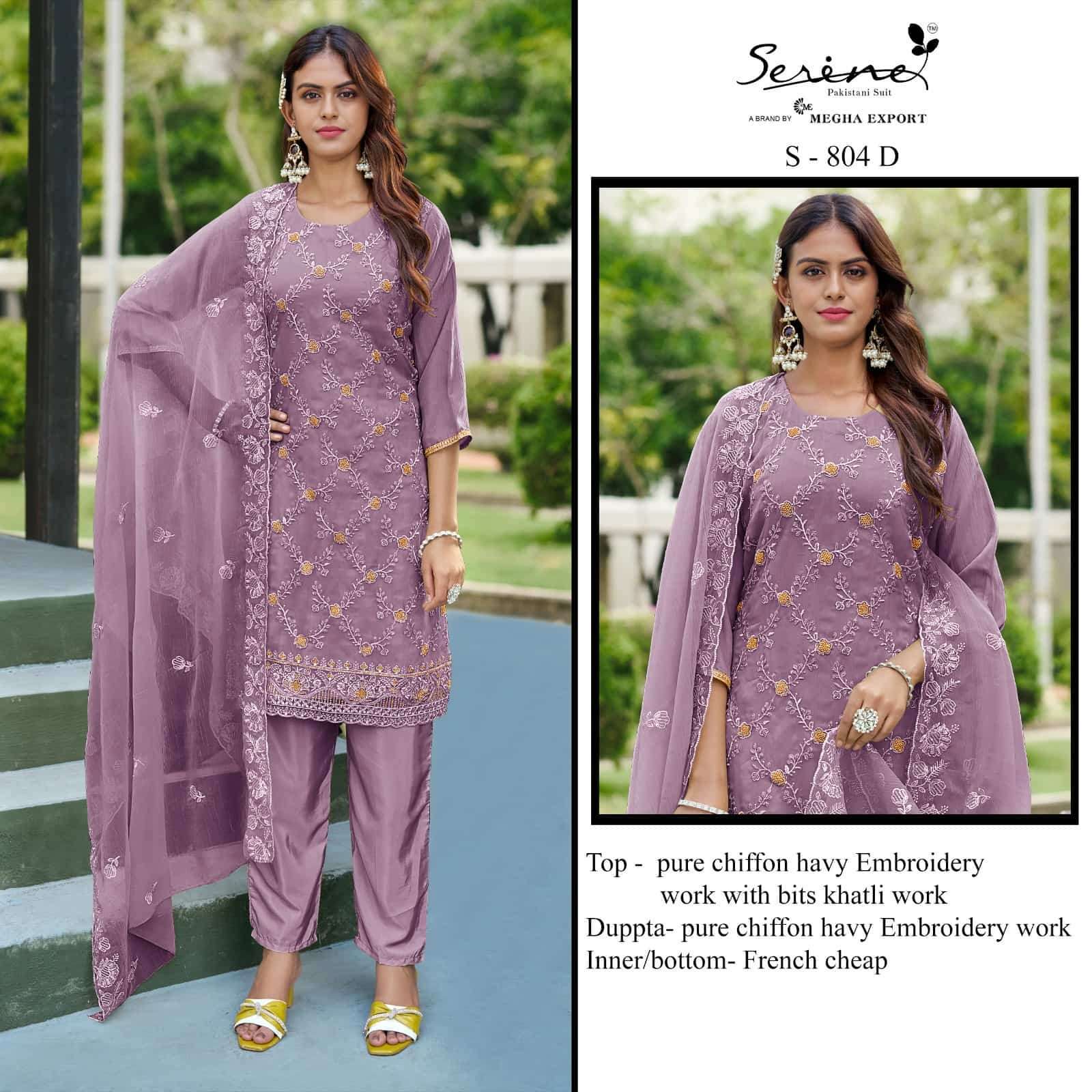 SERINE S 804 COLORS DESIGNER CHIFFON PAKISTANI SUIT WHOLESALER 