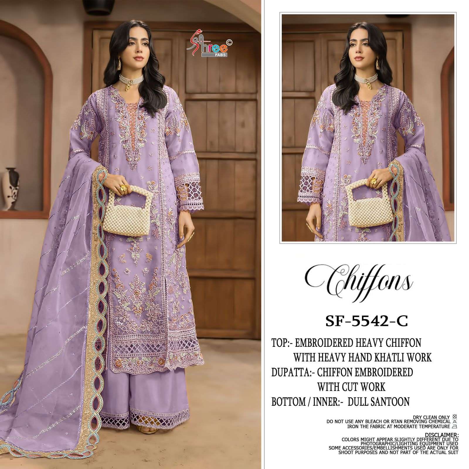 SHREE FAB 5542 COLORS CHIFFON WITH HEAVY EMBROIDERY SUIT WHOLESALER 2025