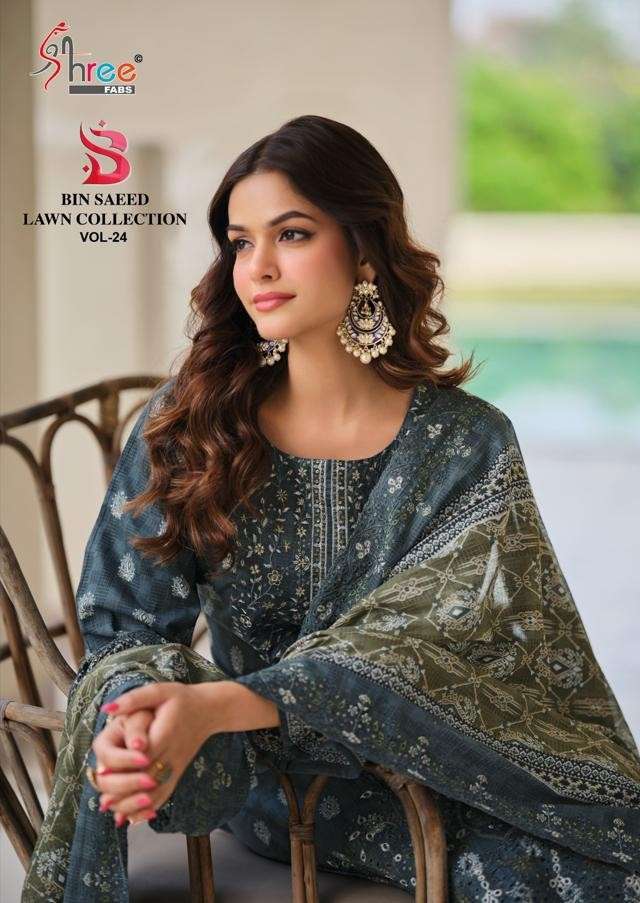 SHREE FAB BIN SAEED LAWN COLLECTION VOL 24 PAKISTANI SUIT WHOLESALER 2025