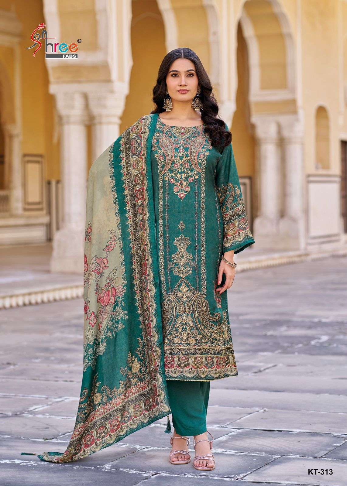SHREE FAB KT 313 MUSLIN LADIES SUIT WHOLESALER BEST RATE 2025