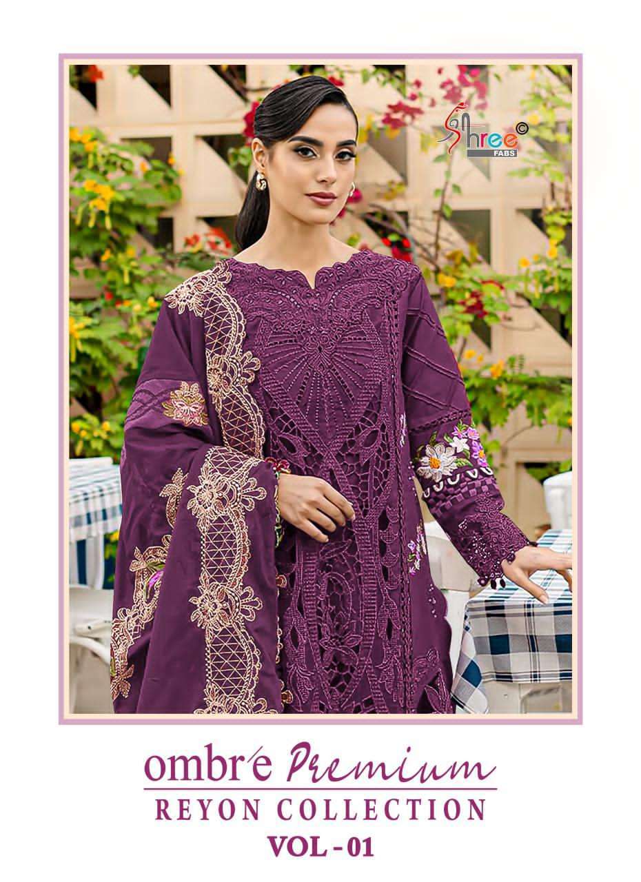 SHREE FAB OMBRE PREMIUM REYON COLLECTION VOL 1 PAKISTANI SUIT CATALOG WHOLESALER 