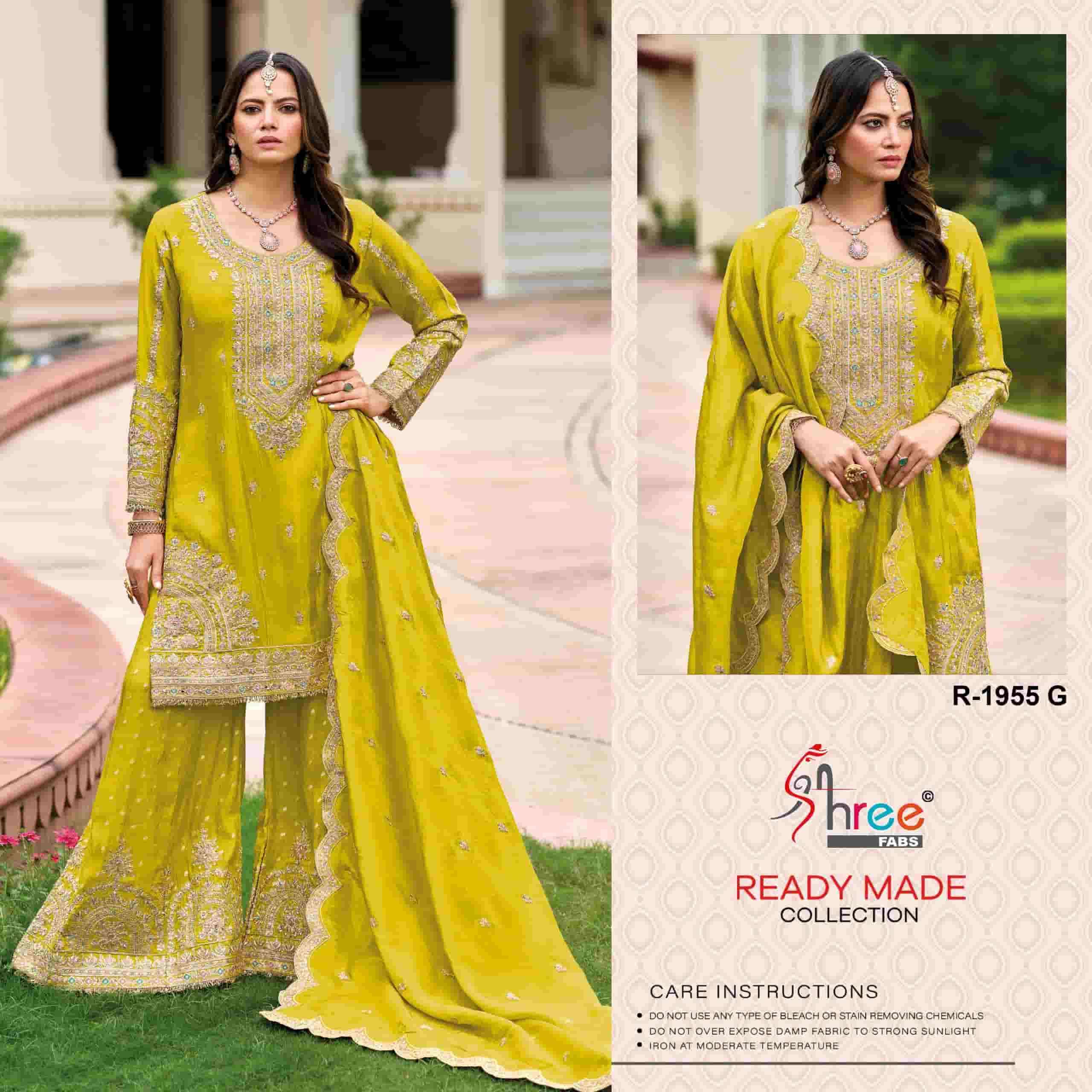 SHREE FAB R 1955 COLOURS VOL 2 CHINON SILK READYMADE PAKISTANI SUIT WHOLESALER 