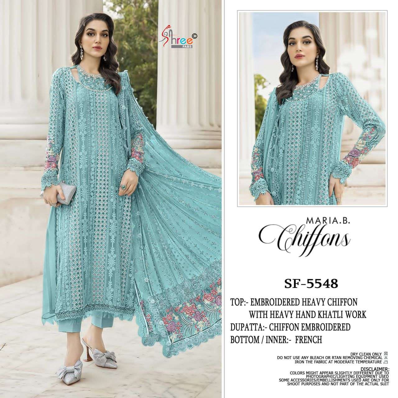 SHREE FAB SF 5548 COLORS EMBROIDERY CHIFFON SUIT CATALOG EXPORTER 
