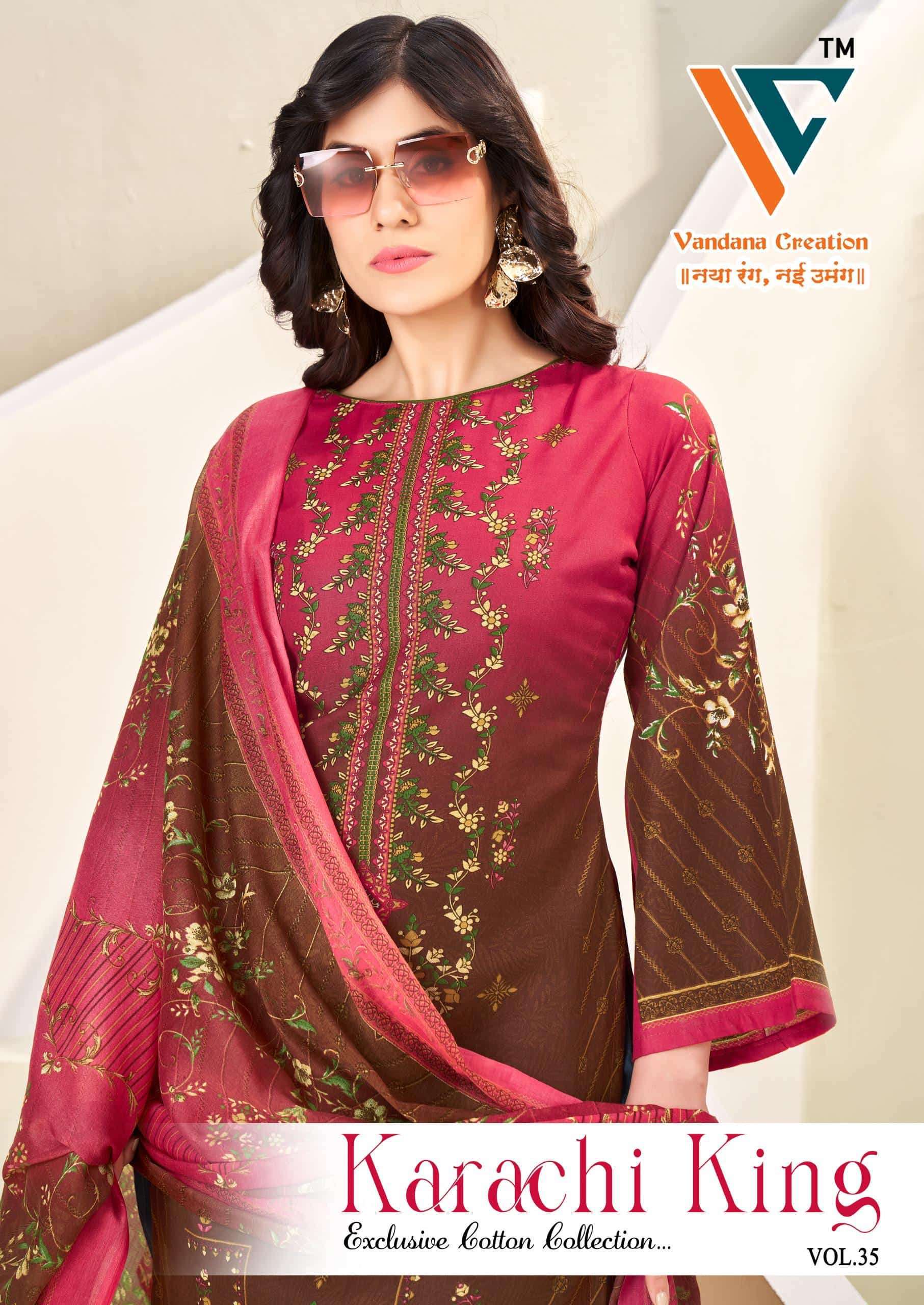 VANDANA FASHION KARACHI KING VOL 35 COTTON KARACHI SUIT WHOLESALER 