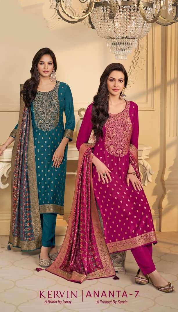 VINAY FASHION KULEESH KERVIN ANANTA VOL 7 PASHMINA JACQUARD SUIT WHOLESALER 2025