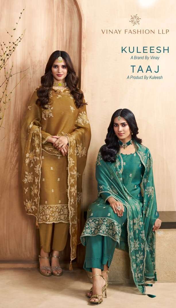 VINAY FASHION KULEESH TAAJ FANCY SILK LATEST DESIGNER SUIT WHOLESALER 