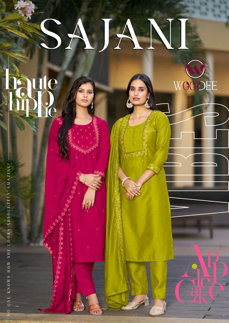 WOODEE SAJANI READYMADE FANCY 3 PIECE SUIT CATALOGUE WHOLESALER BEST RATE 