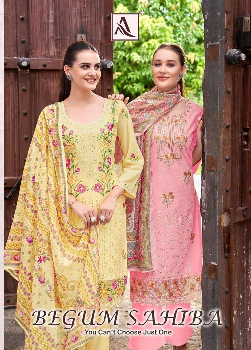 ALOK SUIT BEGUM SAHIBA PURE CAMRIC LAWN PAKISTANI SALWER KAMEEZ WHOLESALER 