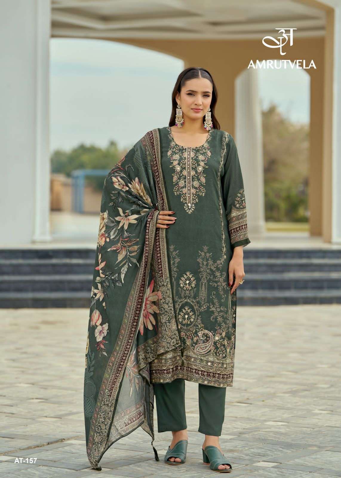 AMRUTVELA AT 157 VISCOSE MUSLIN LADIES SUIT WHOLESALER 