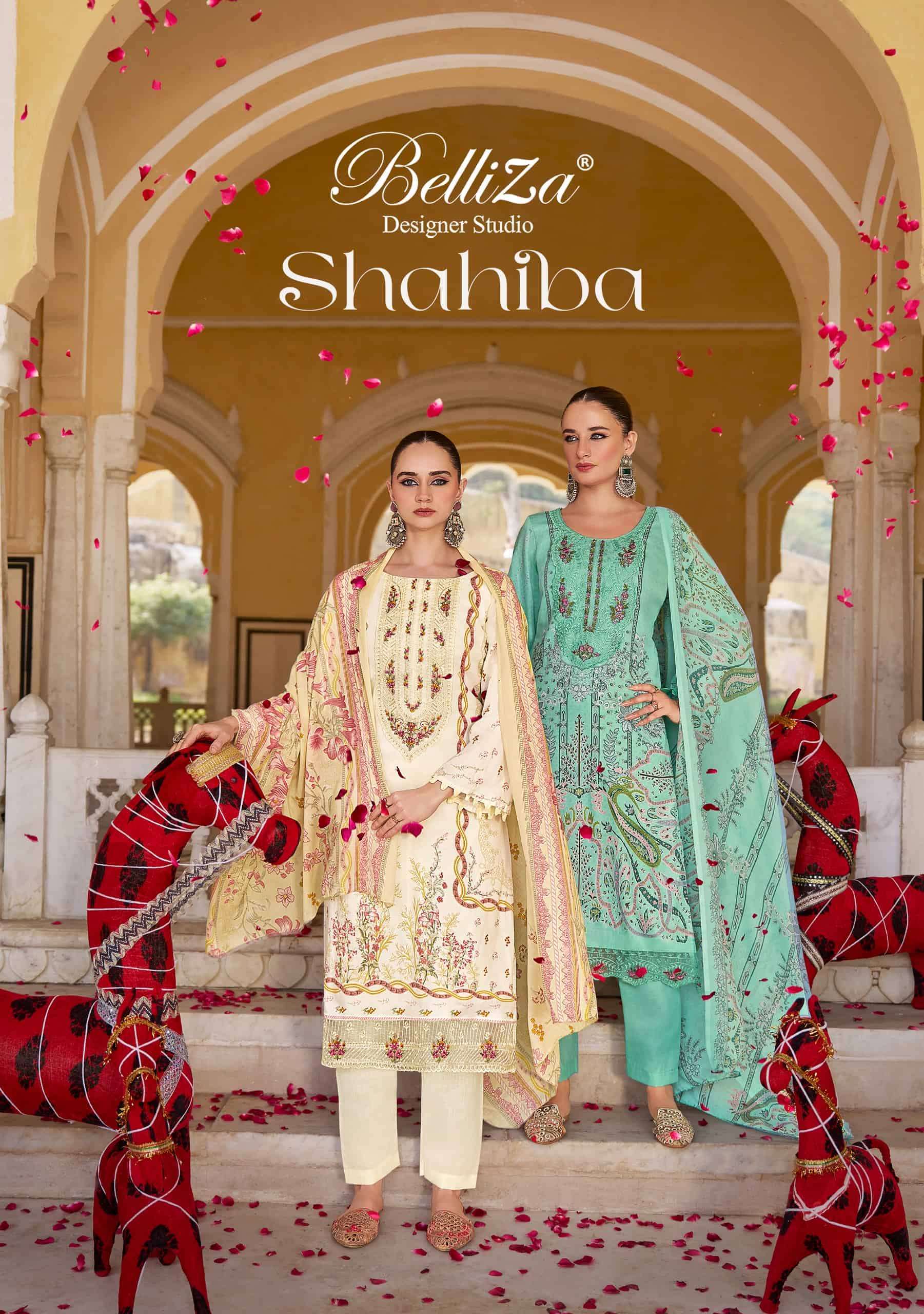 BELLIZA DESIGNER SHAHIBA PURE JAM COTTON SALWER KAMEEZ SUIT 