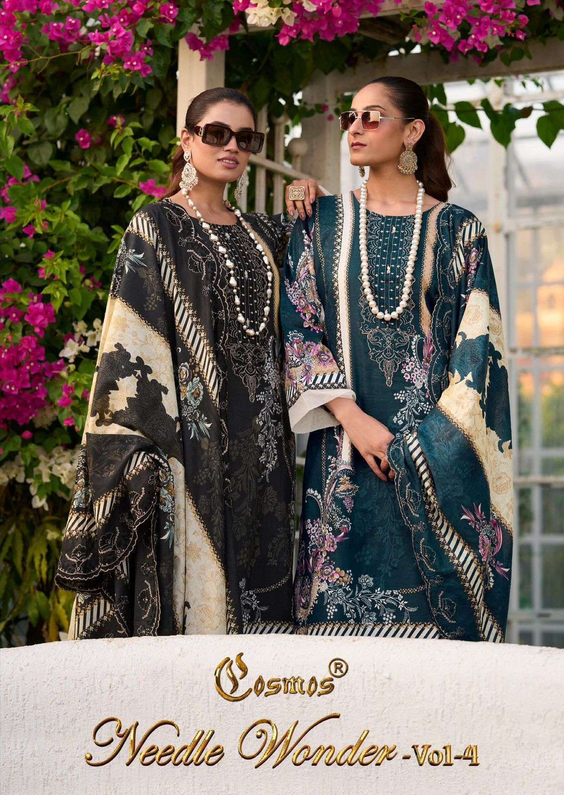 COSMOS NEEDLE WONDER VOL 4 PAKISTANI LAWN COTTON SUIT CATALOGUE DEALER 