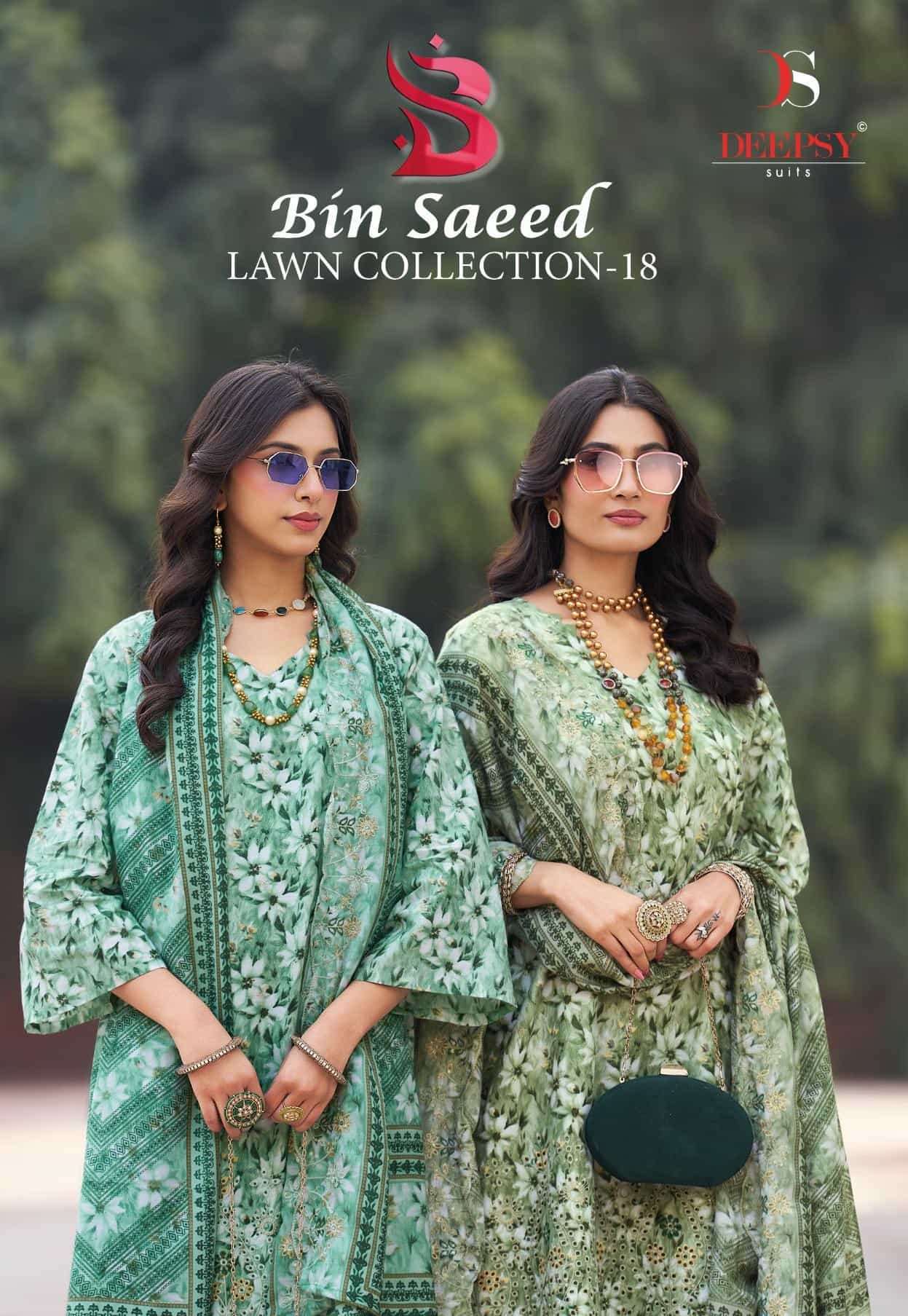 DEEPSY BIN SAEED LAWN COLLECTION VOL 18 PAKISTANI COTTON SUIT CATALOG WHOLESALER 