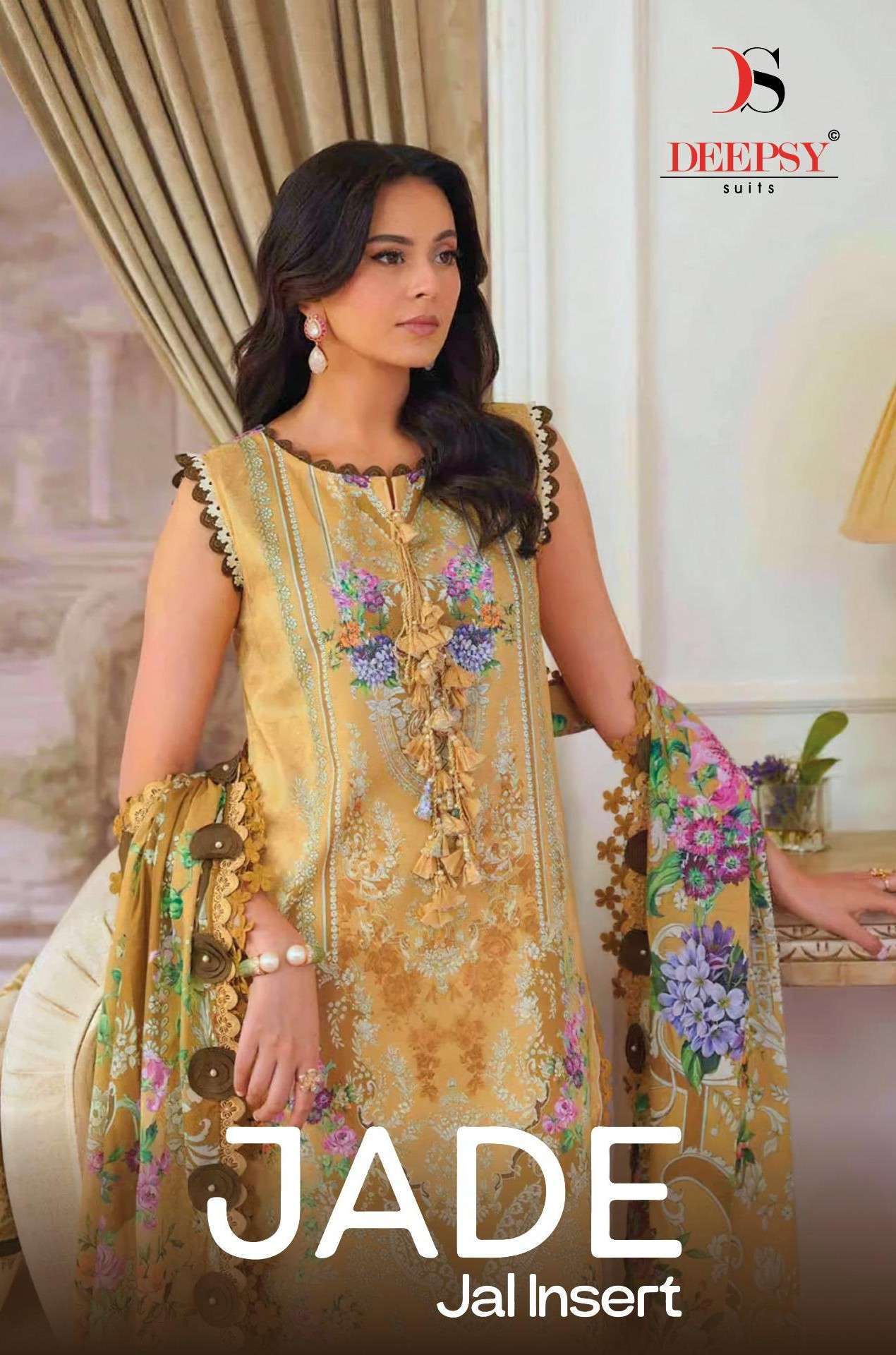 DEEPSY JADE JAL INSERT PURE COTTON PAKISTANI SUIT WHOLESALER 