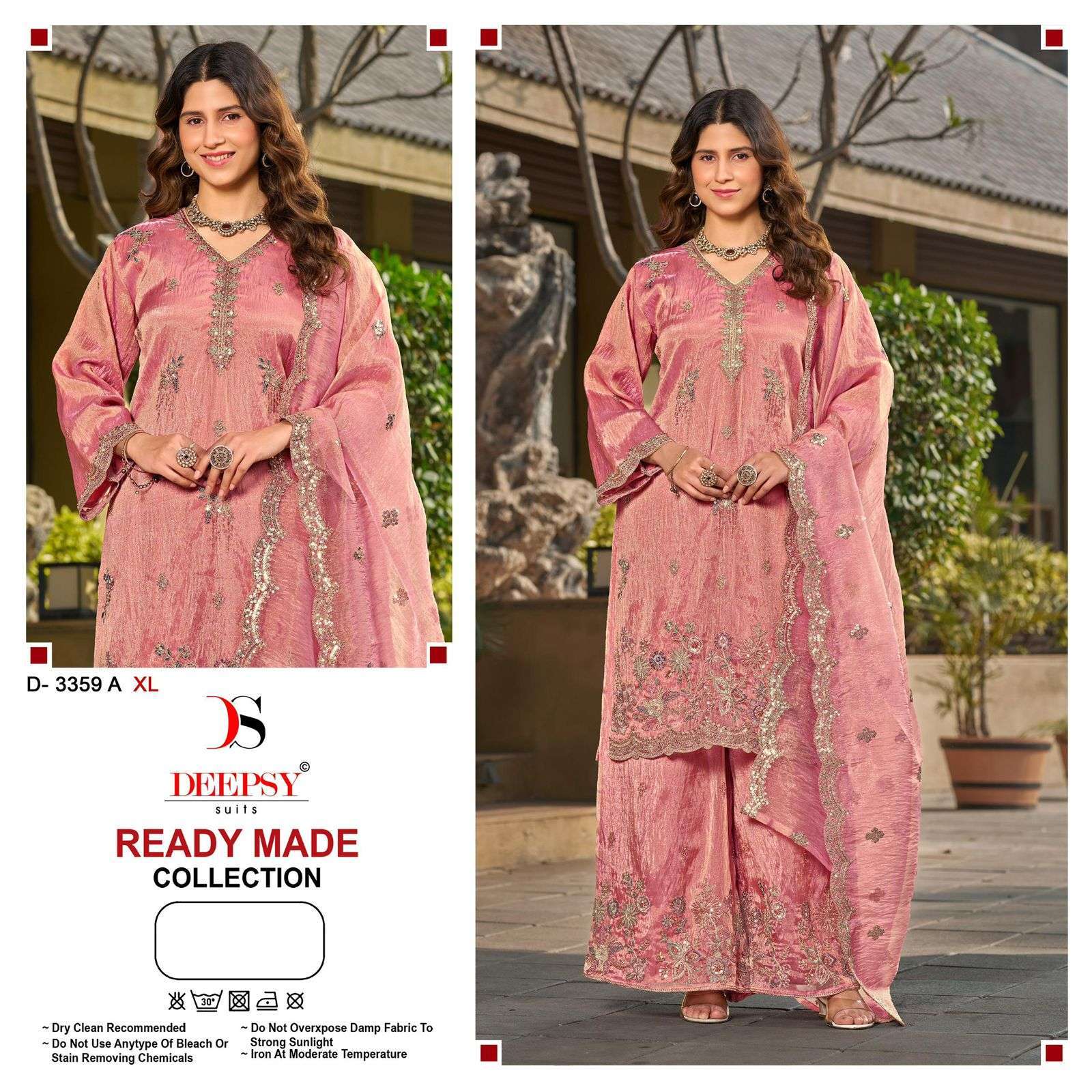 DEEPSY SUIT 3359 TISSUE SILK BEADS WORK READYMADE SALWER KAMEEZ WHOLESALER 