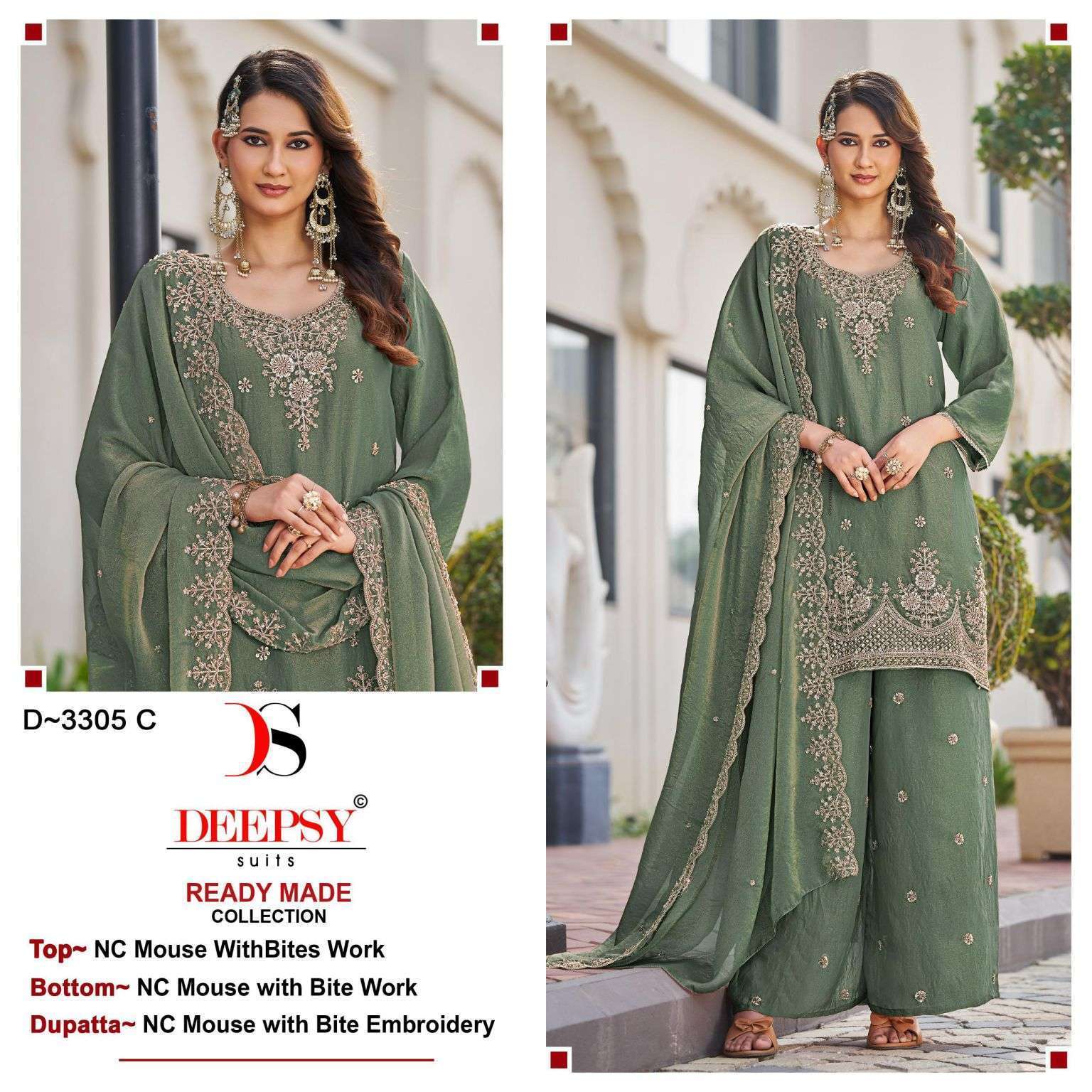 DEEPSY SUIT D 3305 FANCY EMBRODERY WORK DESIGNER READYMADE PAKISTANI SUIT 