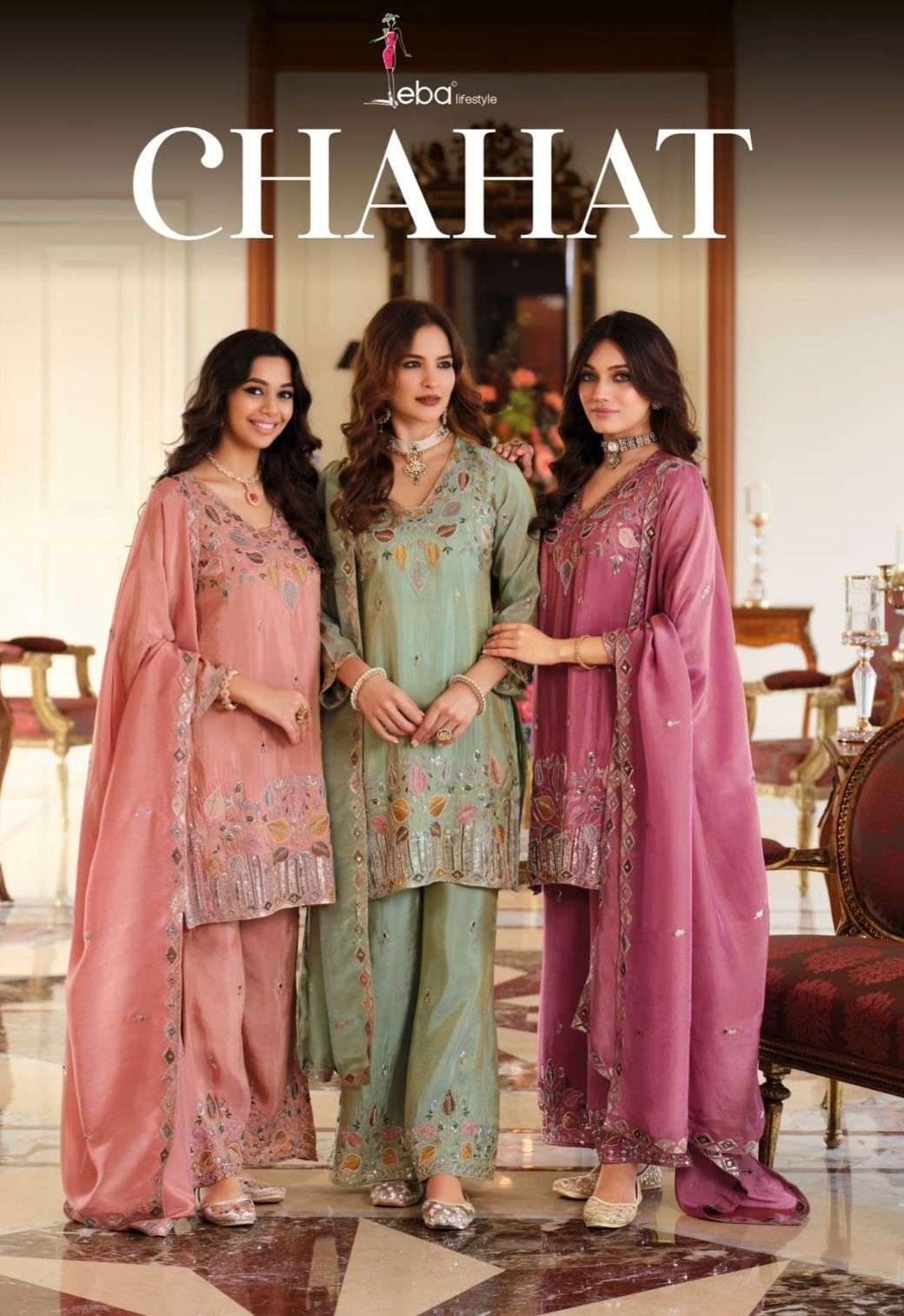 EBA LIFESTYLE CHAHAT PARTYWEAR SIMAR SUIT WHOLESALER 