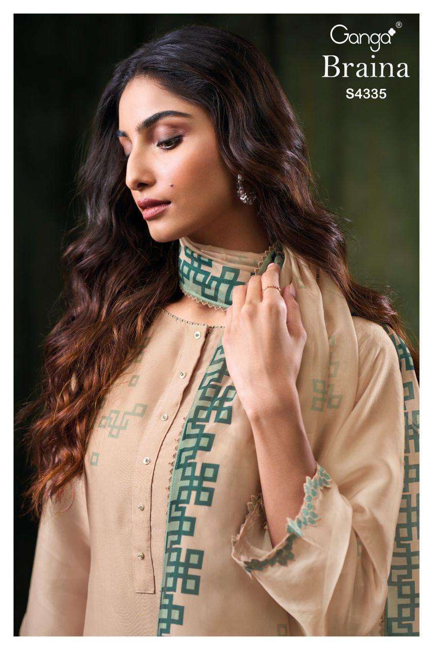 GANGA FASHION BRAINA 4335 PURE BEMBERG SILK SUIT WHOLESALER 2026