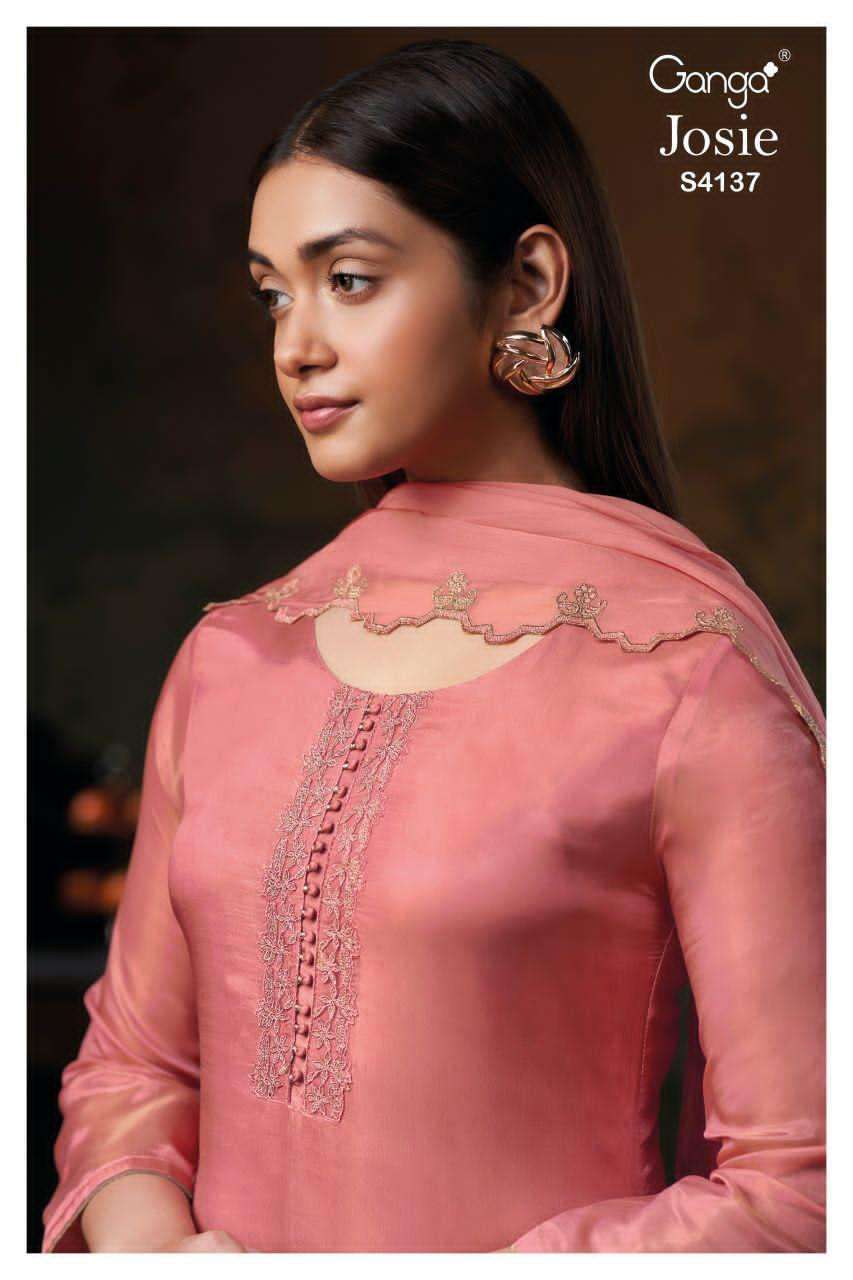 GANGA FASHION JOSIE 4137 JACQUARD SILK SUIT CATALOG WHOLESALER 