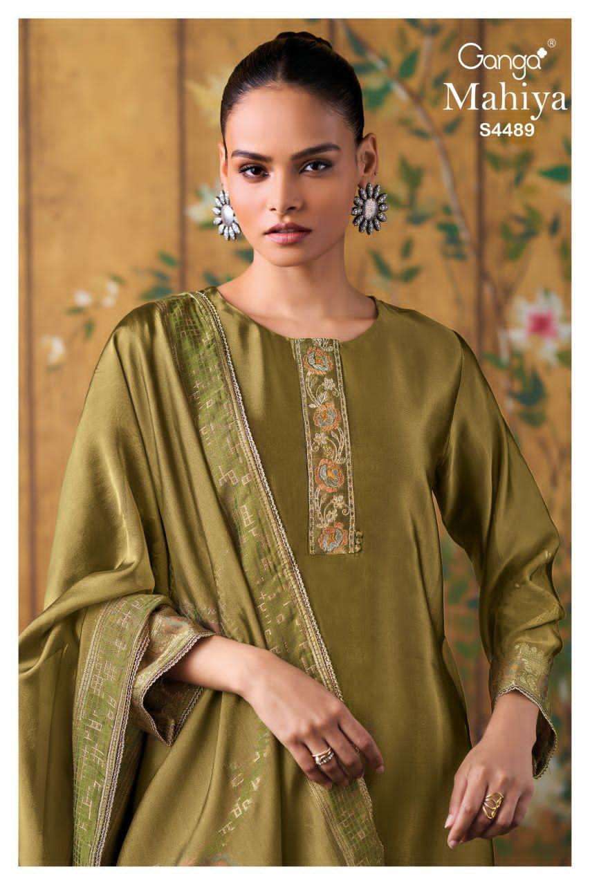 GANGA FASHION MAHIYA 4489 FANCY WOVEN SILK SUIT WHOLESALER BEST RATE 