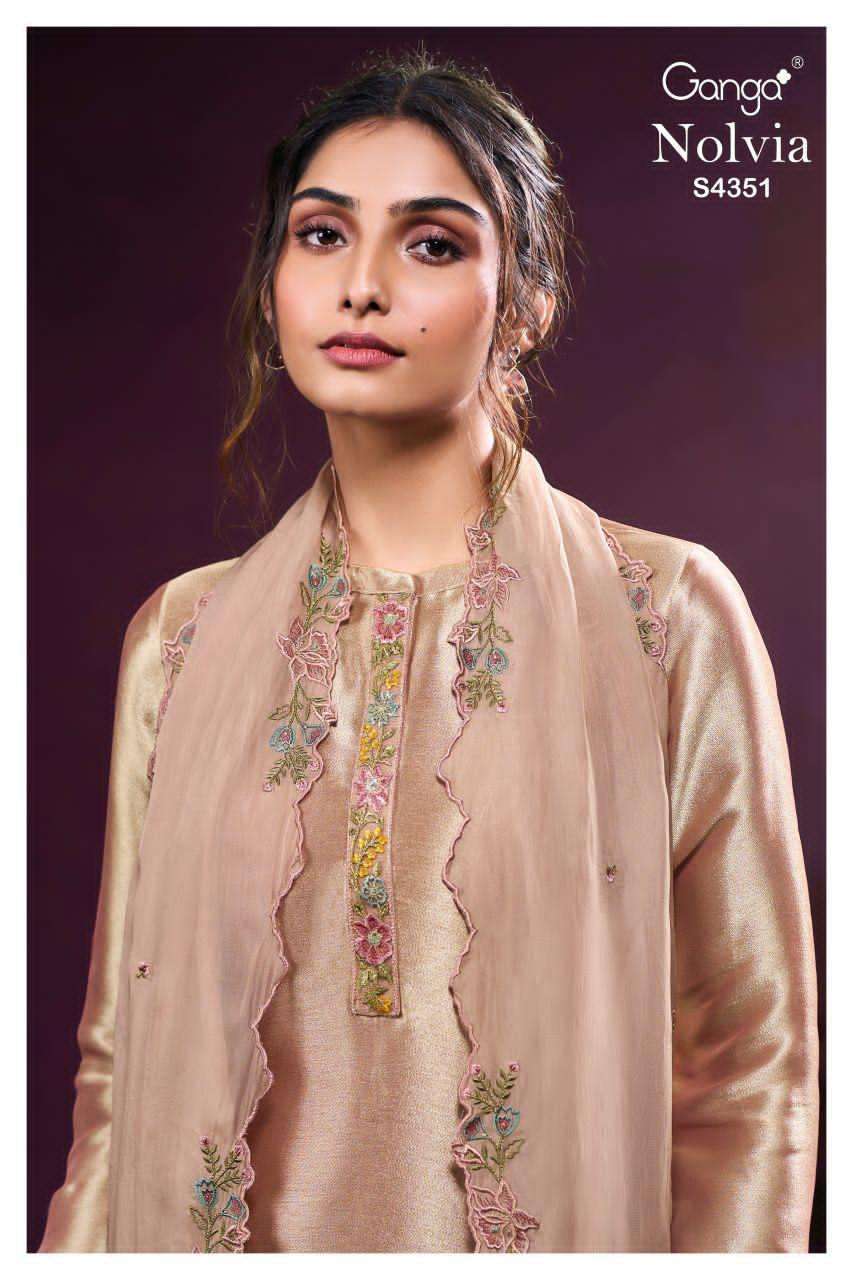 GANGA FASHION NOLVIA 4351 BEMBERG SILK SUIT WHOLESALER BEST RATE 