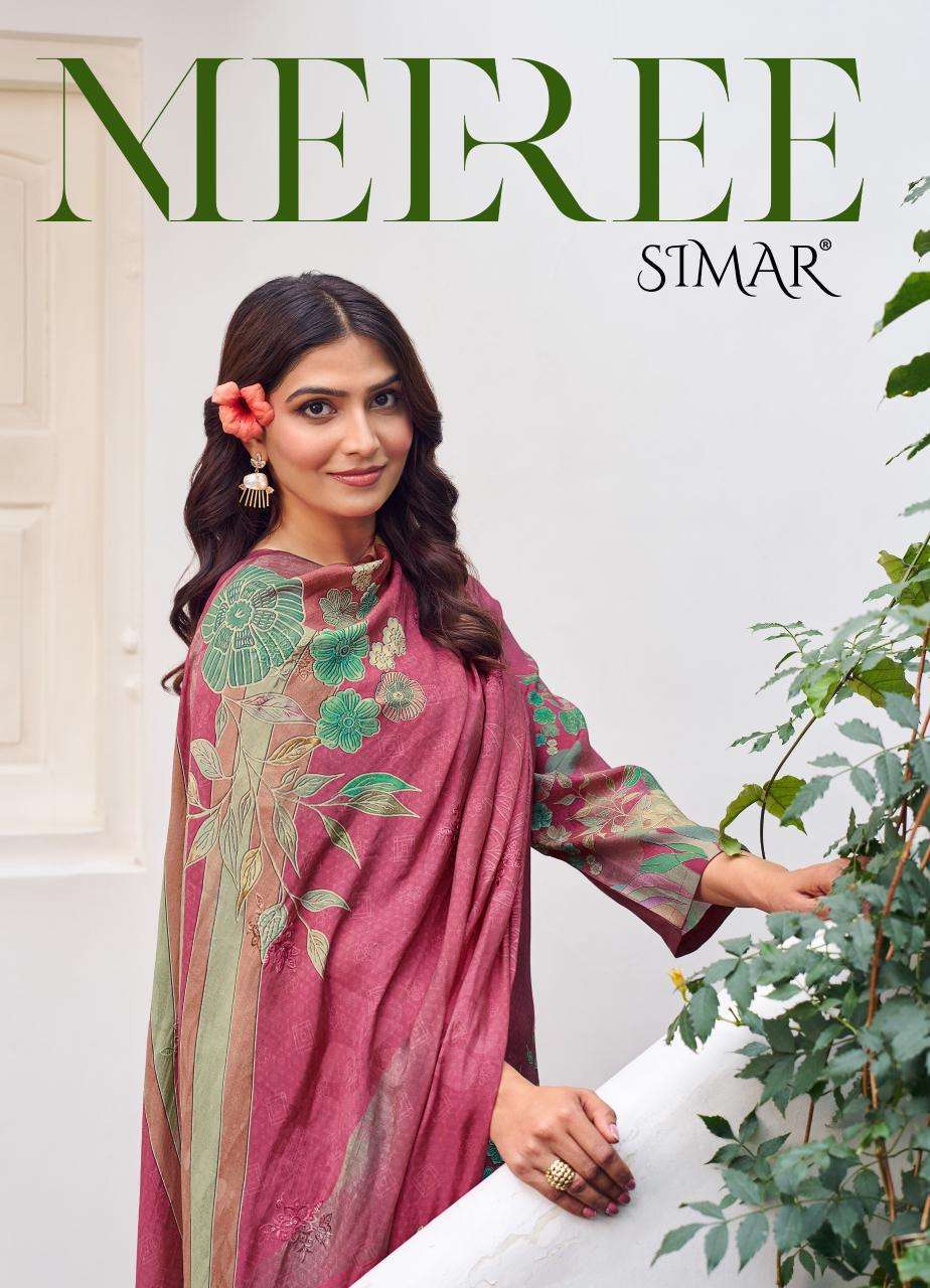 GLOSSY MEEREE MODEL MUSLIN HANDWORK SALWER KAMEEZ WHOLESALER 