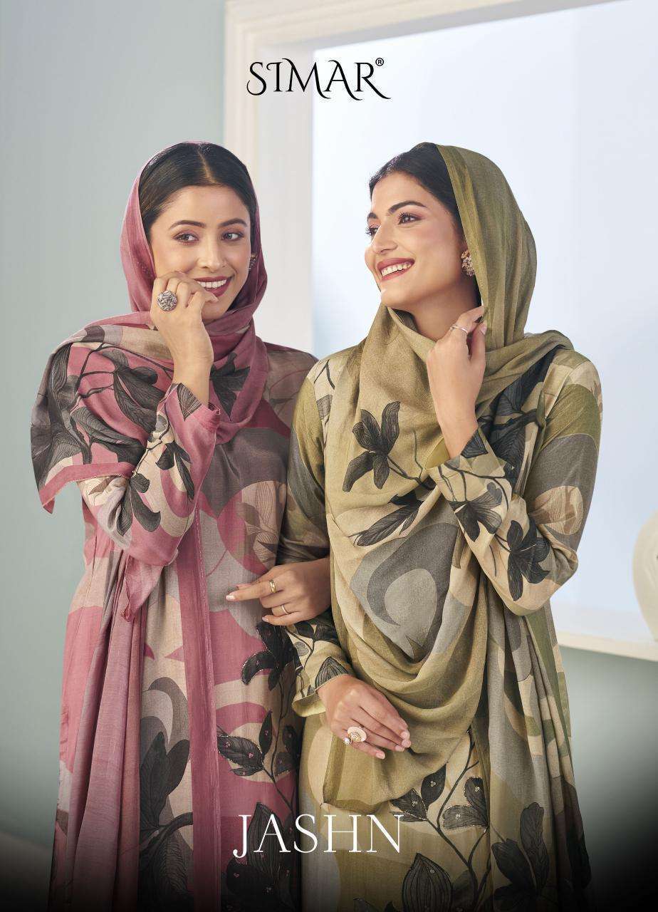GLOSSY SIMAR JASHN VISCOSE MUSLIN PRINTED SUIT WHOLESALER 2026