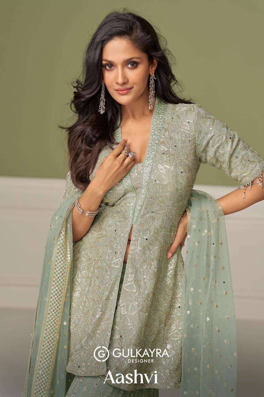 GULKAYRA DESIGNER AASHVI GEORGETTE EMBROIDERY PARTYWEAR SUIT WHOLESALER 