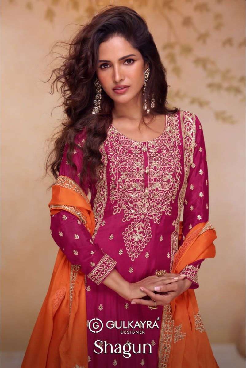 GULKAYRA DESIGNER SHAGUN 7633 COLORS WEDDING WEAR PALAZZO SUIT EXPORTER 