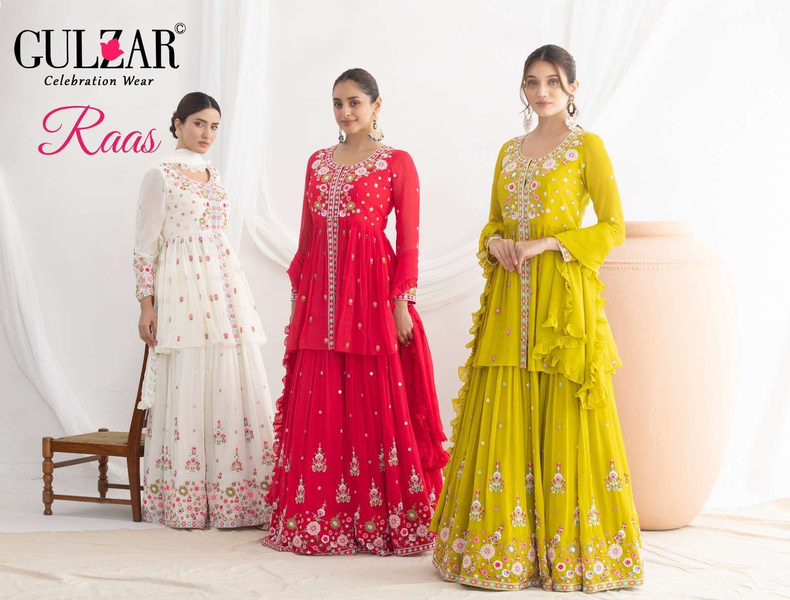 GULZAR RAAS PREMIUM GEORGETTE EMBROIDERED SALWER KAMEEZ SURAT 