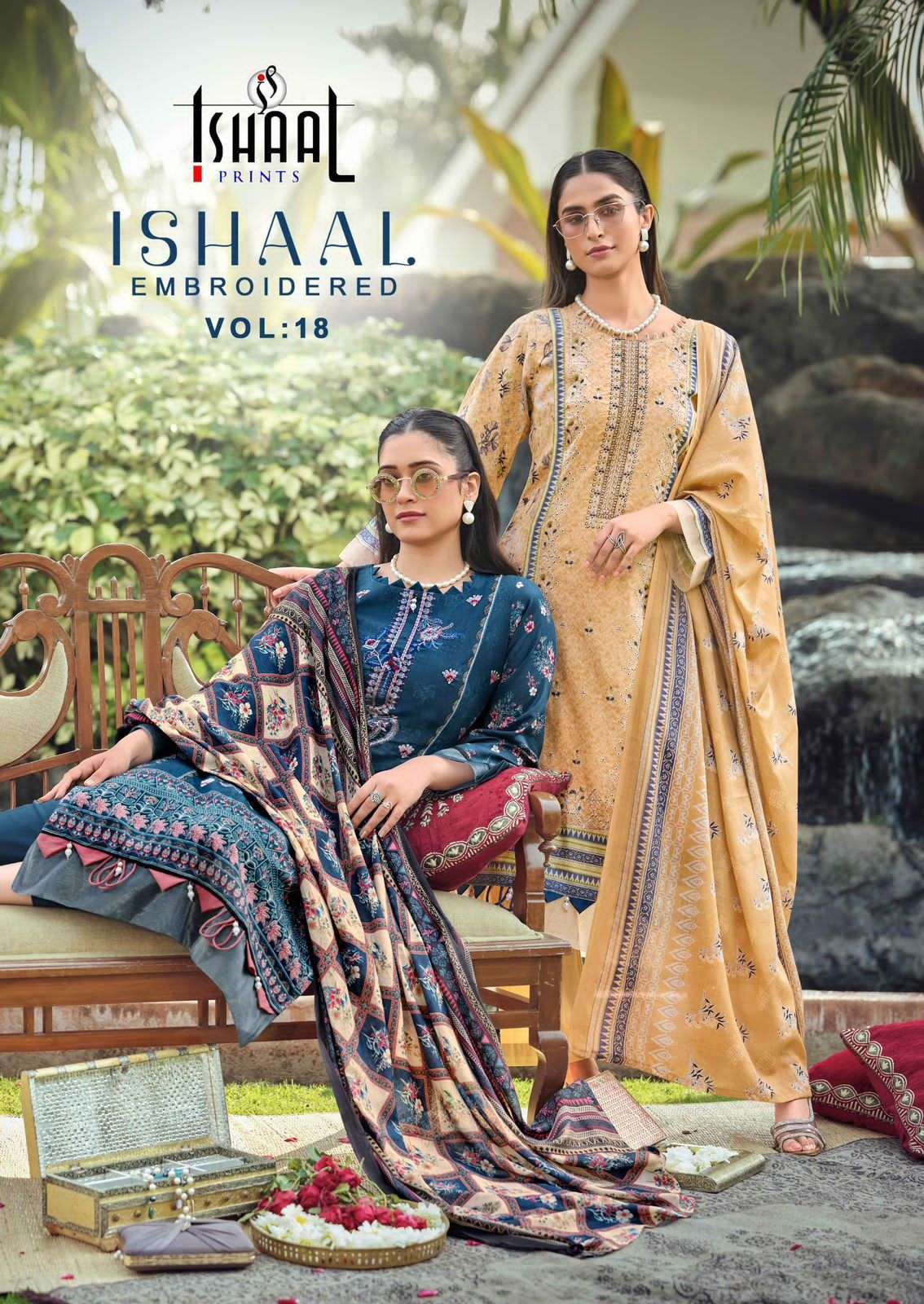 ISHAAL PRINT EMBROIDERED VOL 18 PURE LAWN SUIT WHOLESALER 