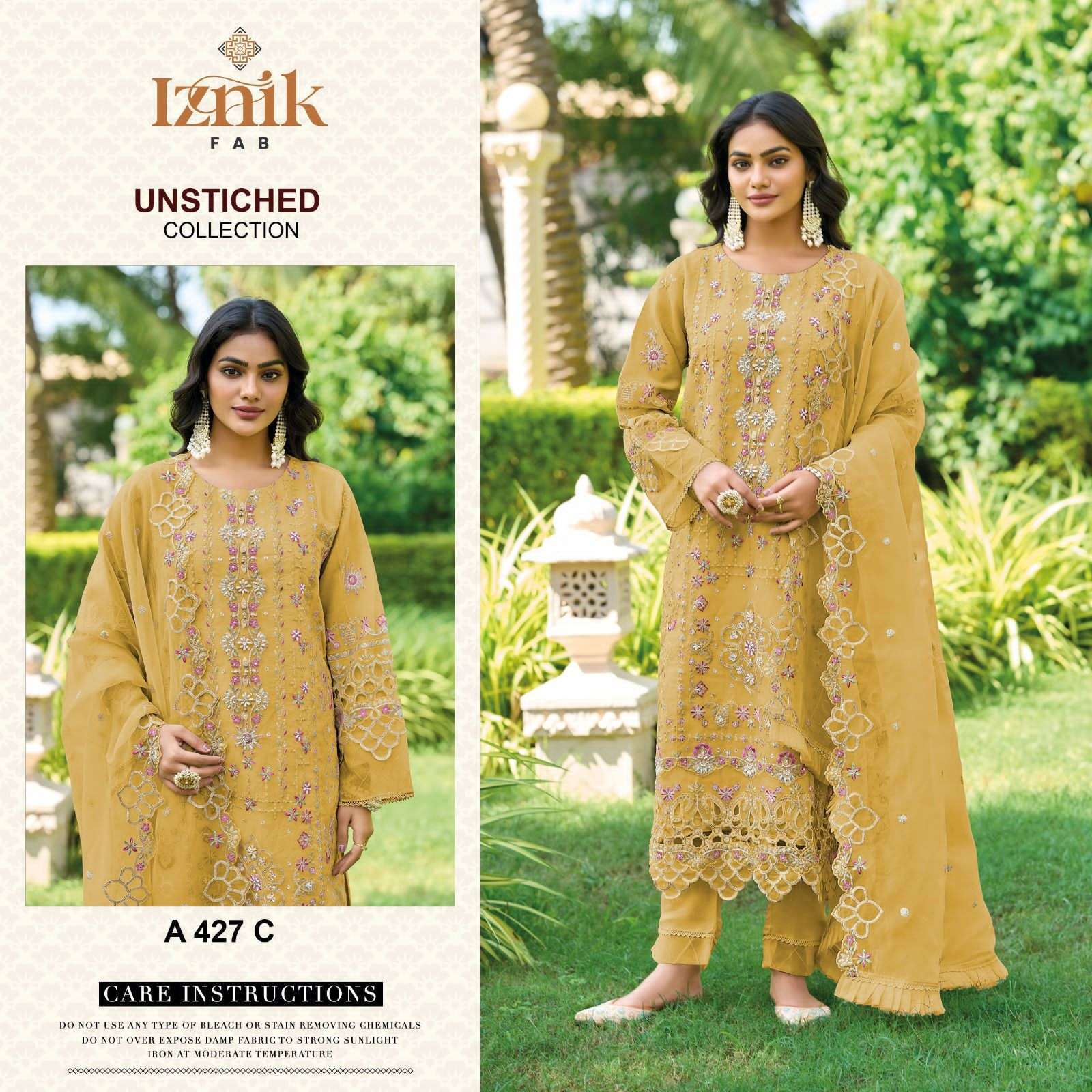 IZNIK FAB A 427 COLORS EMBRODERY CHIFFON PAKISTANI SUIT WHOLESALER BEST RATE 