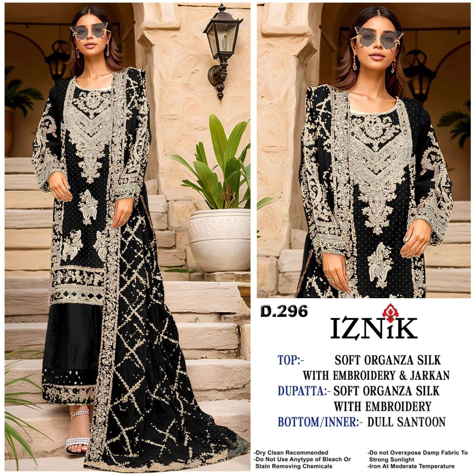 IZNIK FAB D 296 COLORS DESIGNER ORGANZA SUIT WHOLESALER BEST RATE 