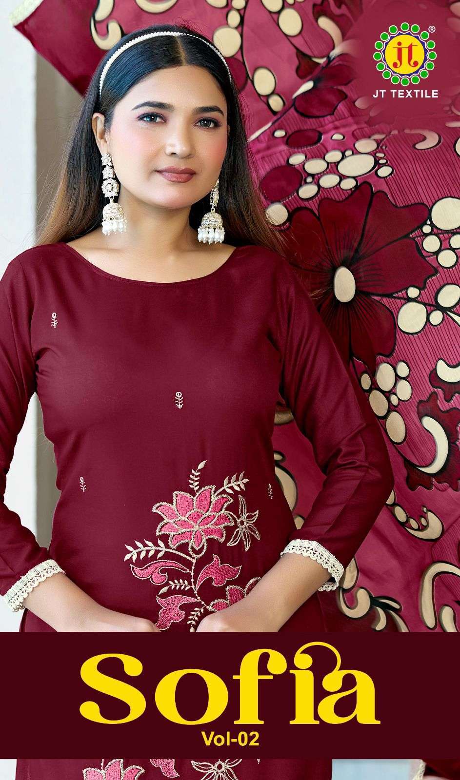 JT TEXTILE SOFIA VOL 2 RAYON SALWER KAMEEZ SUIT WHOLESALER 