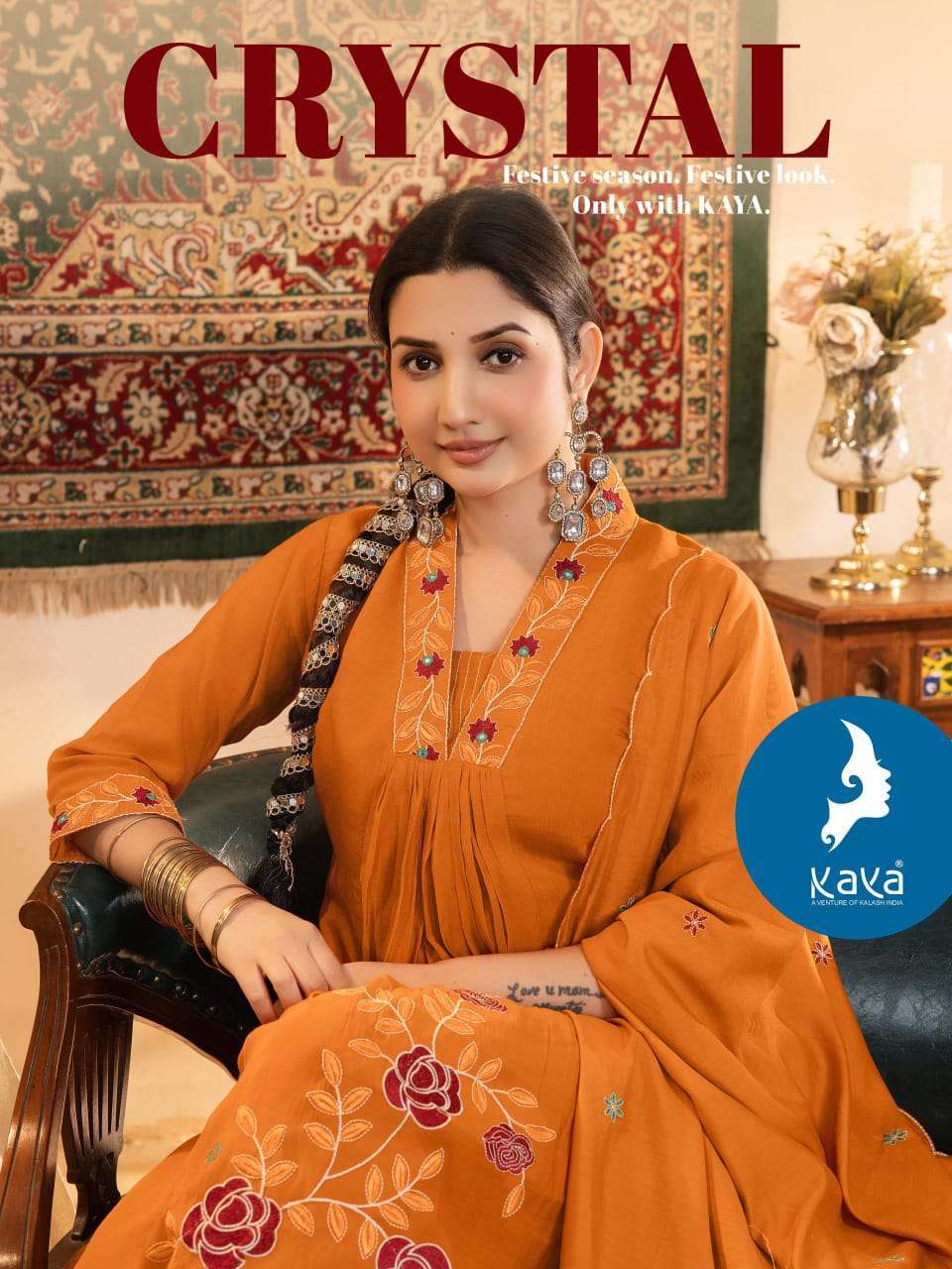 KAYA CRYSTAL READYMADE DESIGNER 3 PIECE PAIR LATEST CATALOG WHOLESALER BEST RATE 