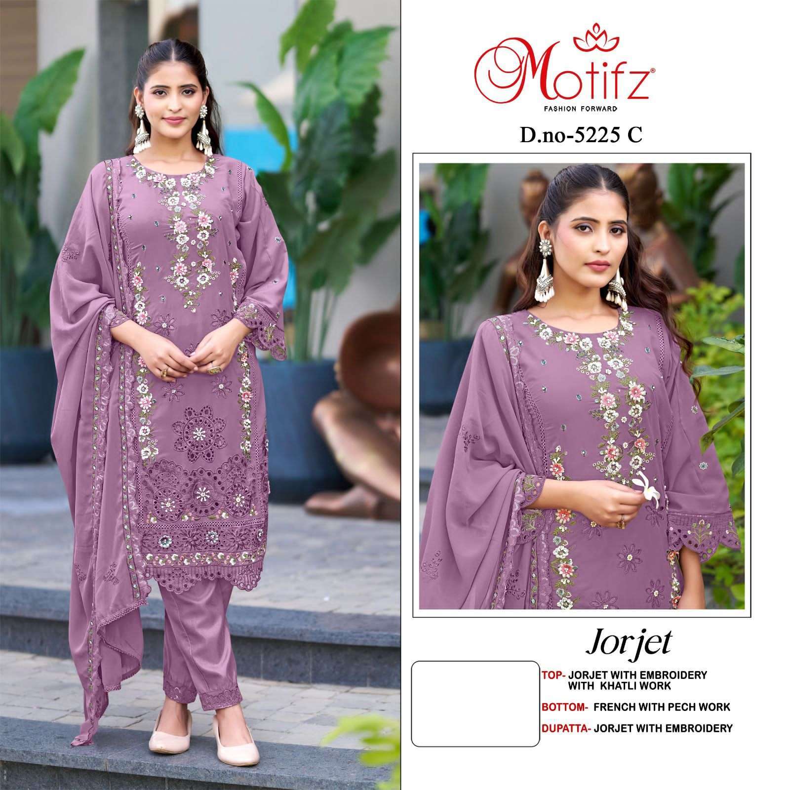 MOTIFZ D 5225 COLORS PAKISTANI GEORGETTE SUIT WHOLESALER BEST RATE 