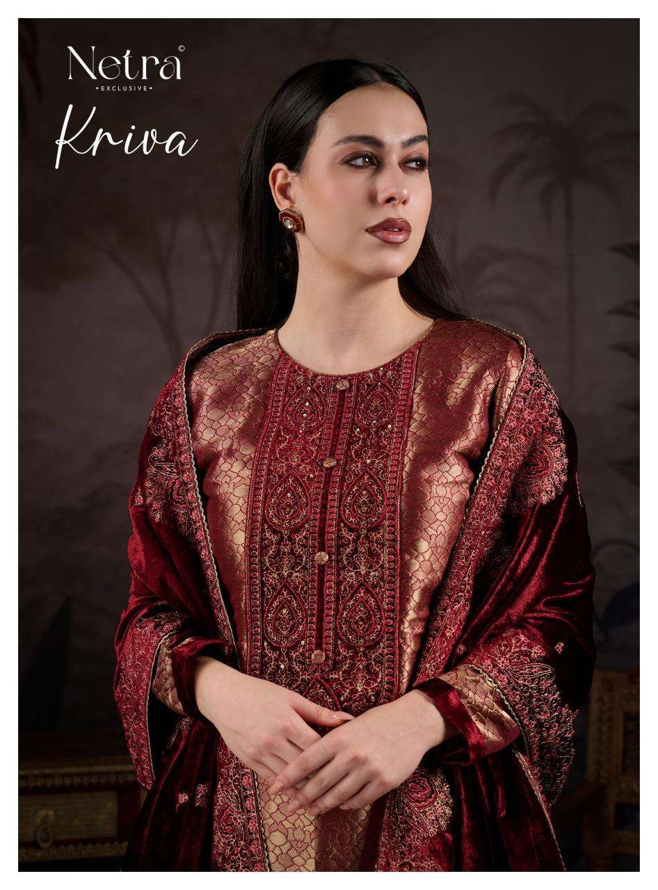 NETRA KRIVA DESIGNER PARTYWEAR FANCY CATALOG SUIT WHOLESALER 