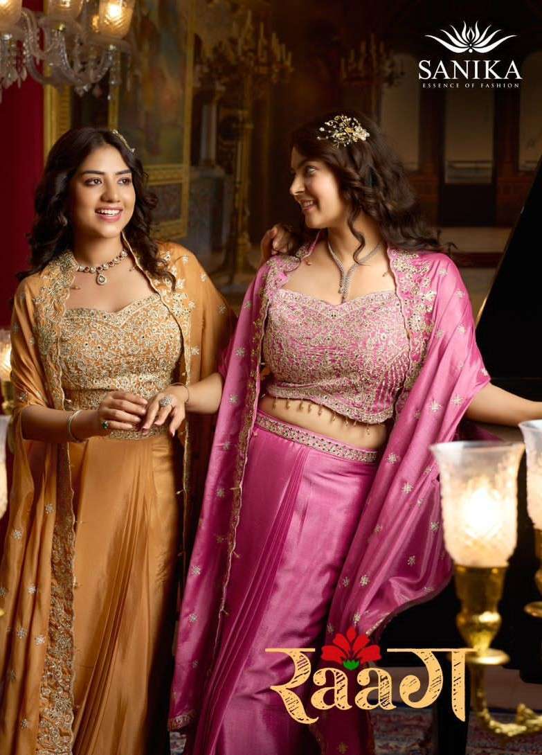 SANIKA RAAG DESIGNER SHRUG STYLE PARTYWEAR DRESS CATALOG WHOLESALER BEST RATE 