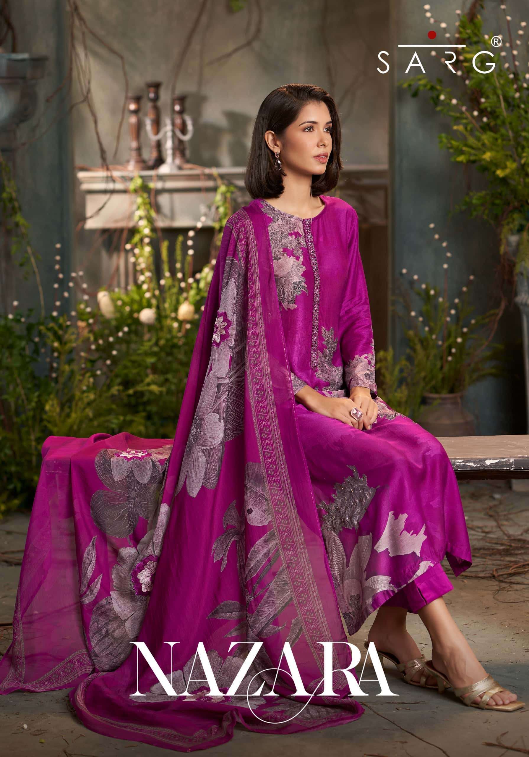 SARG NAZARA FANCY MUSLIN SILK LADIES SUIT WHOLESALER BEST RATE 