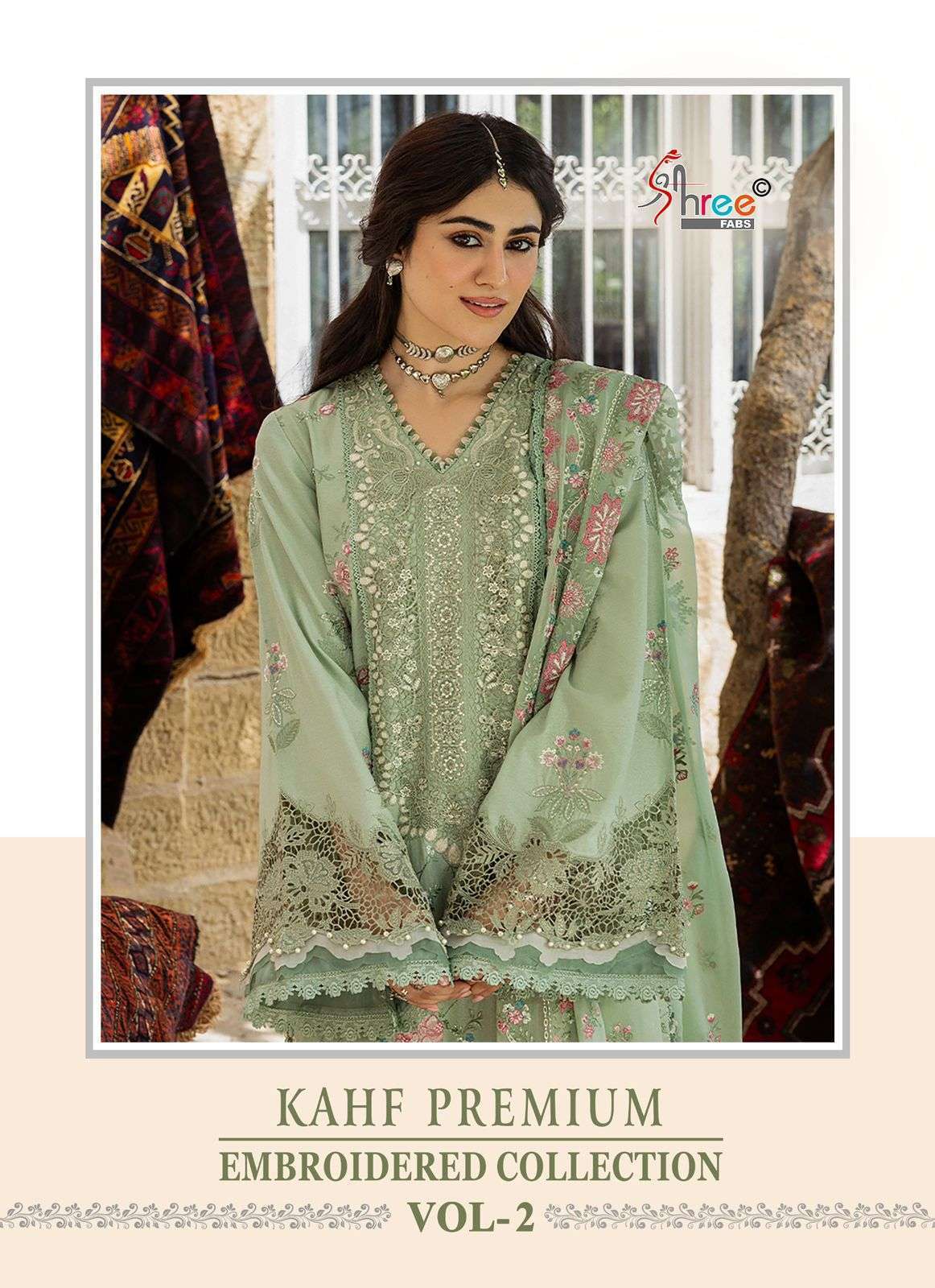SHREE FAB KAHF PREMIUM EMBROIDERY COLLECTION VOL 2 PAKISTANI SUIT WHOLESALER BEST RATE 