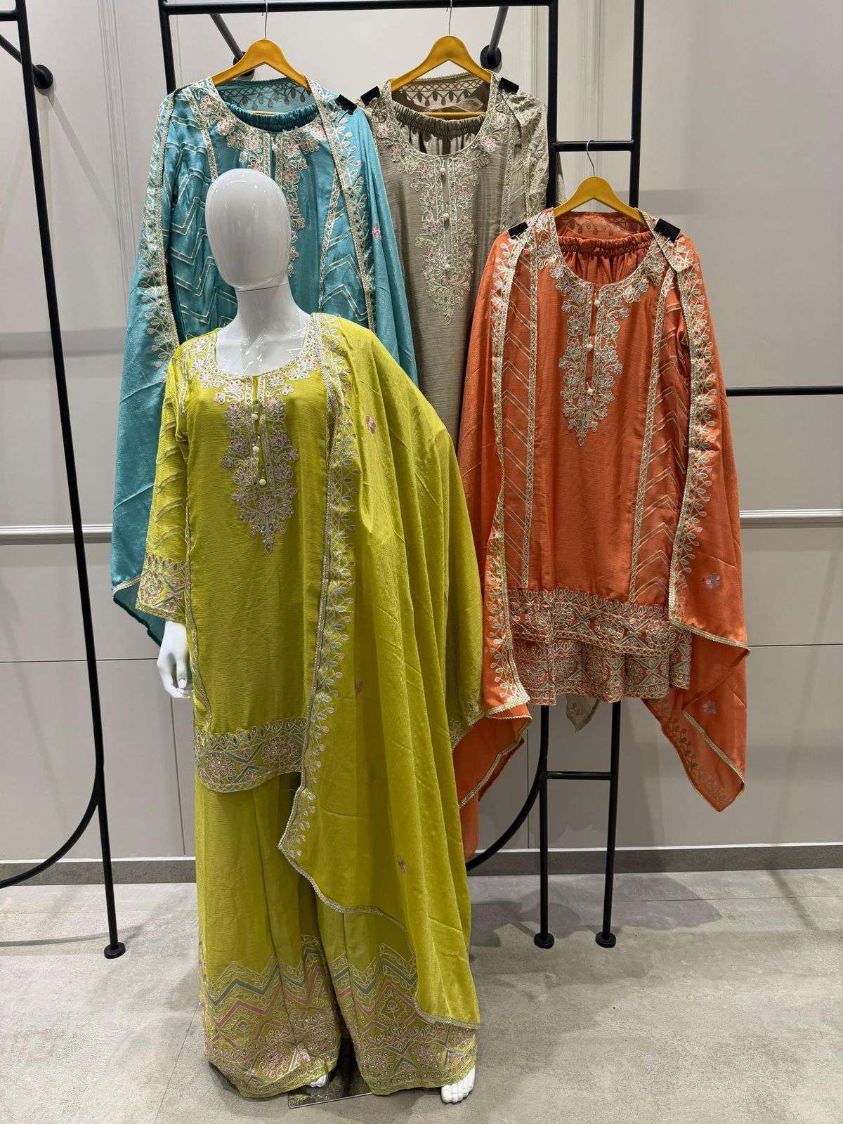 SHREE FAB R 2164 COLOURS CHINON FANCY EMBRODERY WORK READYMADE PAKISTANI SUIT WHOLESALER 