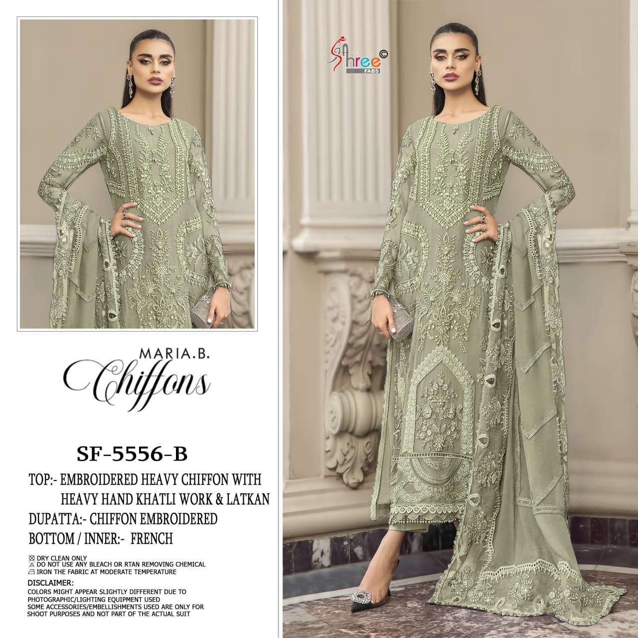 SHREE FAB SF 5556 COLORS HEAVY EMBROIDERD CHIFFON PAKISTANI SUIT WHOLESALER BEST RATE 
