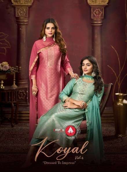 TRIPLE AAA KOYAL VOL 4 DESIGNER MUSLIN JACQUARD SUIT WHOLESALER 