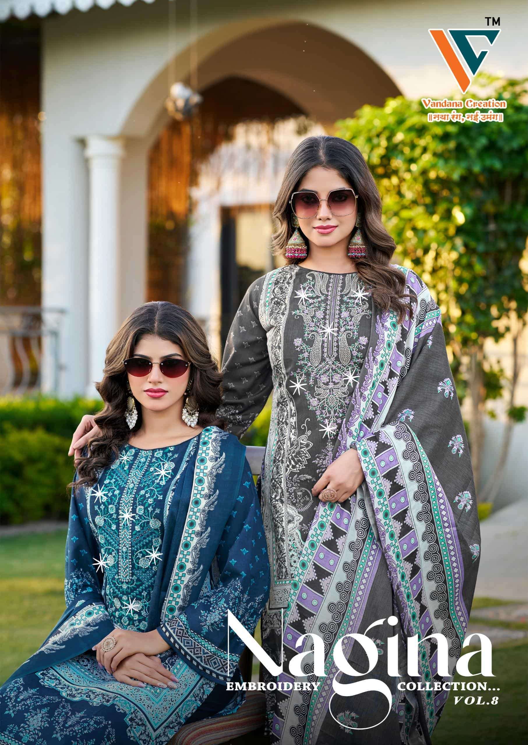 VANDANA FASHION NAGINA VOL 8 UNSTITCH COTTON DRESS WHOLESALER 