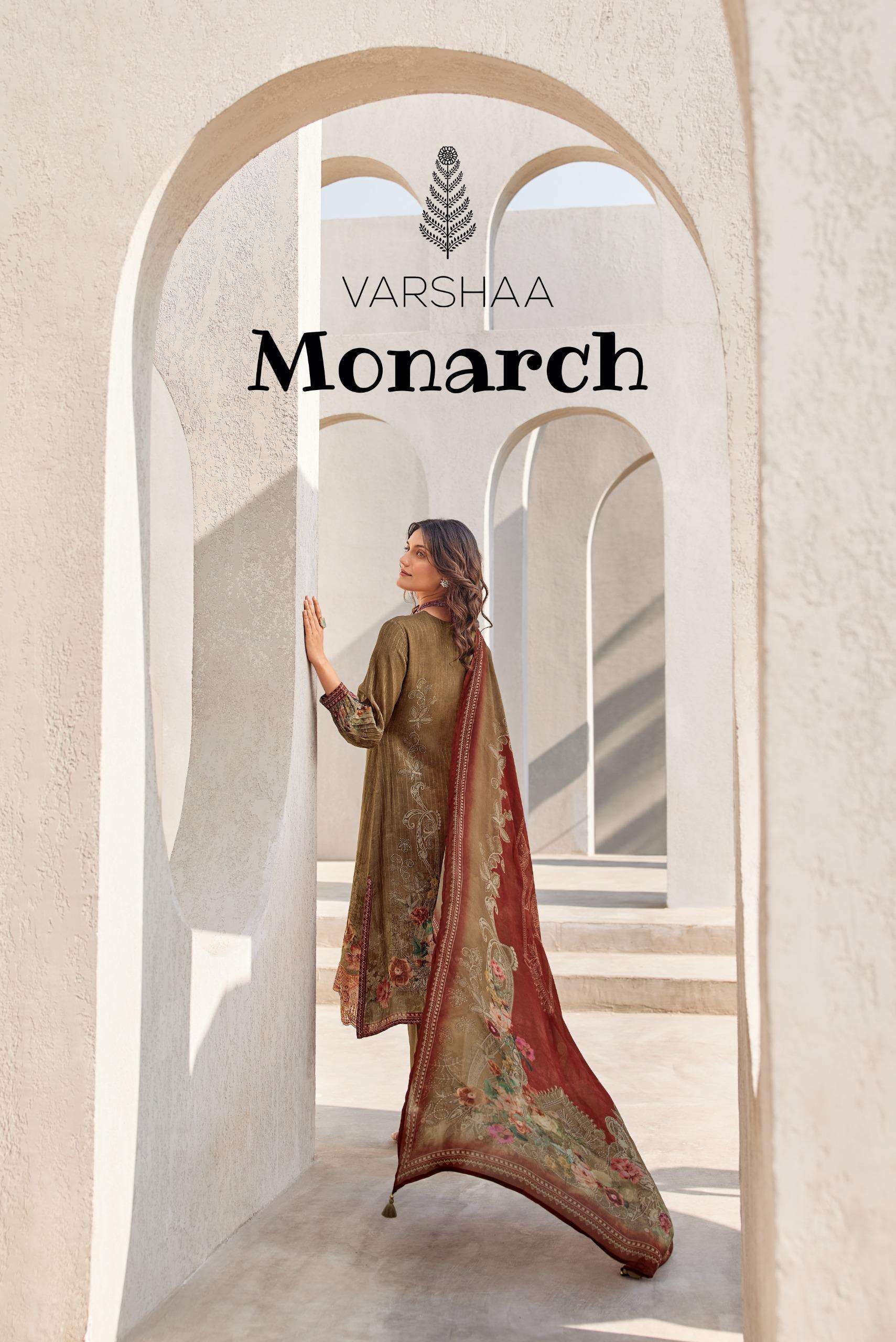 VARSHA FASHION MONARCH VISCOSE MULIN HANDWORK LADIES SUIT WHOLESALER 