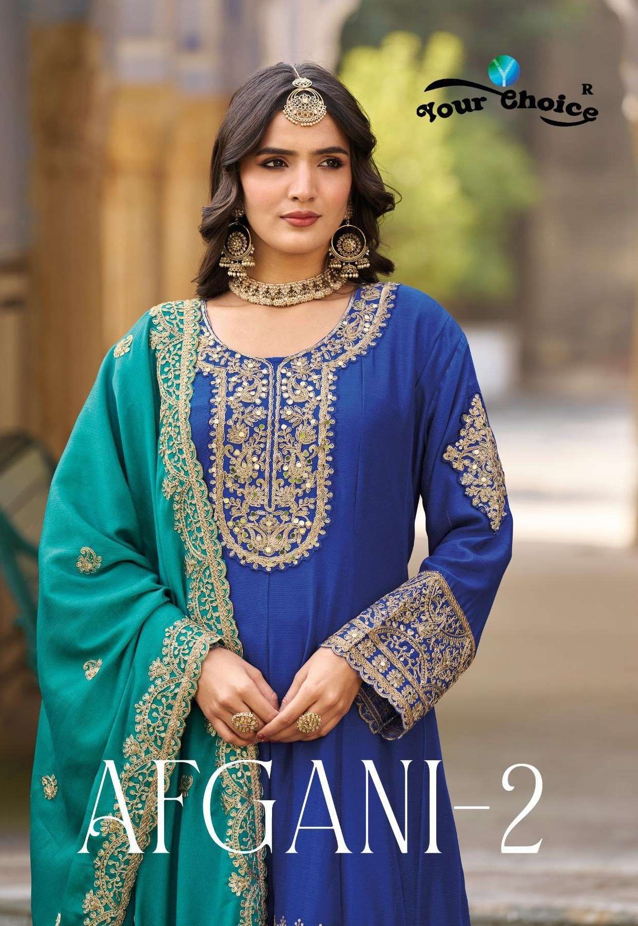 YOUR CHOICE AFGANI VOL 2 PARTYWEAR READYMADE CHINON SUIT WHOLESALER BEST RATE 