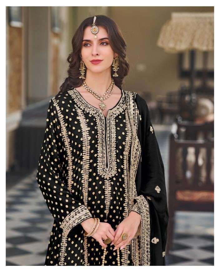 YOUR CHOICE JANVI 1001 TO 1002 CHINON EMBROIDERY SUIT WHOLESALER 